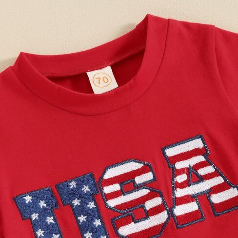 Kuriozud Toddler Boy 4th Of July Outfit Baby Boy American Flag Print T Shirts Tops Shorts Set Fourth of July Summer Clothes in Saudi Arabia