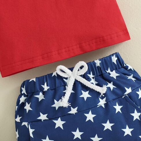 Kuriozud Toddler Boy 4th Of July Outfit Baby Boy American Flag Print T Shirts Tops Shorts Set Fourth of July Summer Clothes in Saudi Arabia