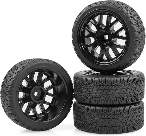 عجلات وإطارات بلاستيكية سداسية مقاس 12 مم من RC على الطريق، إطارات 67 مم مُلصقة مسبقًا لسيارة 1/10 1/12 Traxxas HSP Wltoys HPI KYOSHO Tamiya TT02 Touring Drift Rally Car، عبوة من 4 قطع in Kuwait