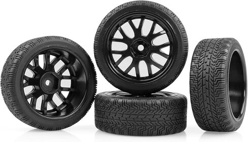 عجلات وإطارات بلاستيكية سداسية مقاس 12 مم من RC على الطريق، إطارات 67 مم مُلصقة مسبقًا لسيارة 1/10 1/12 Traxxas HSP Wltoys HPI KYOSHO Tamiya TT02 Touring Drift Rally Car، عبوة من 4 قطع in Kuwait