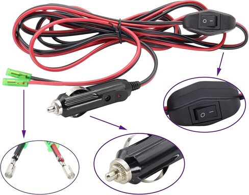 (2 حزمة) 16AWG ذكر ولاعة السجائر التوصيل مع كابل يؤدي 12 فولت ولاعة السجائر ذكر التوصيل مع يؤدي 10A الصمامات سيارة استبدال السيجار ذكر مقبس كابل التوصيل مع أضواء LED (0.3 متر / 1 قدم - يؤدي) in Kuwait
