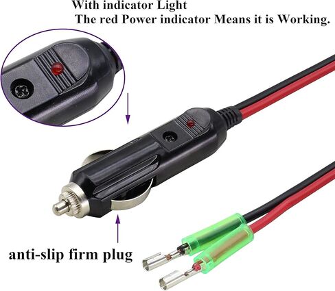 (2 حزمة) 16AWG ذكر ولاعة السجائر التوصيل مع كابل يؤدي 12 فولت ولاعة السجائر ذكر التوصيل مع يؤدي 10A الصمامات سيارة استبدال السيجار ذكر مقبس كابل التوصيل مع أضواء LED (0.3 متر / 1 قدم - يؤدي) in Kuwait