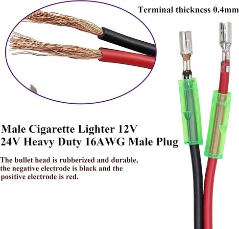 (2 حزمة) 16AWG ذكر ولاعة السجائر التوصيل مع كابل يؤدي 12 فولت ولاعة السجائر ذكر التوصيل مع يؤدي 10A الصمامات سيارة استبدال السيجار ذكر مقبس كابل التوصيل مع أضواء LED (0.3 متر / 1 قدم - يؤدي) in Kuwait