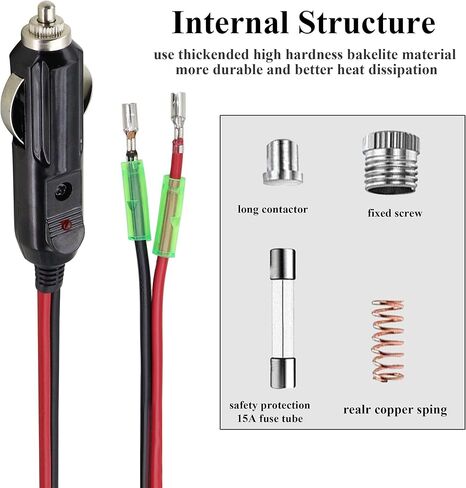 (2 حزمة) 16AWG ذكر ولاعة السجائر التوصيل مع كابل يؤدي 12 فولت ولاعة السجائر ذكر التوصيل مع يؤدي 10A الصمامات سيارة استبدال السيجار ذكر مقبس كابل التوصيل مع أضواء LED (0.3 متر / 1 قدم - يؤدي) in Kuwait
