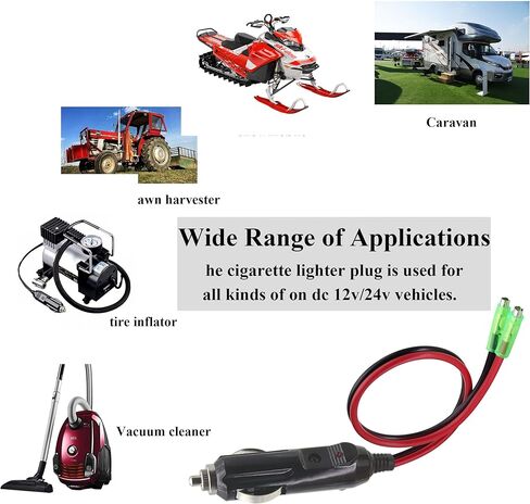 (2 حزمة) 16AWG ذكر ولاعة السجائر التوصيل مع كابل يؤدي 12 فولت ولاعة السجائر ذكر التوصيل مع يؤدي 10A الصمامات سيارة استبدال السيجار ذكر مقبس كابل التوصيل مع أضواء LED (0.3 متر / 1 قدم - يؤدي) in Kuwait