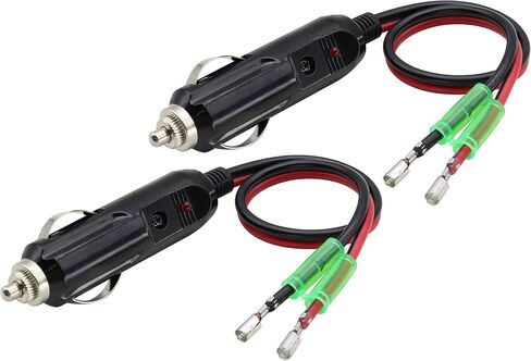 (2 حزمة) 16AWG ذكر ولاعة السجائر التوصيل مع كابل يؤدي 12 فولت ولاعة السجائر ذكر التوصيل مع يؤدي 10A الصمامات سيارة استبدال السيجار ذكر مقبس كابل التوصيل مع أضواء LED (0.3 متر / 1 قدم - يؤدي) in Kuwait