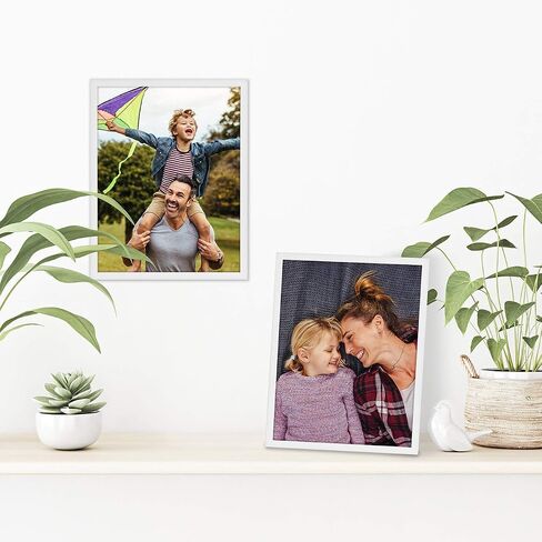 Americanflat 8.5x11 Picture Frame in White - Thin Border Photo Frame with Shatter-Resistant Glass, Hanging Hardware, and Built-in Easel for Horizontal or Vertical Display Formats for Wall or Tabletop in Saudi Arabia