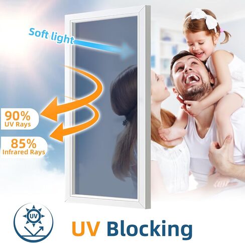 DUOFIRE One Way Window Film Privacy See Out Not in Heat Blocker Window Tint Reflective Mirror Window Tinting Film for Home Static Cling Anti-UV Sun Blocking Window Covering（Black-Silver, 17.4x78.7in） in Saudi Arabia
