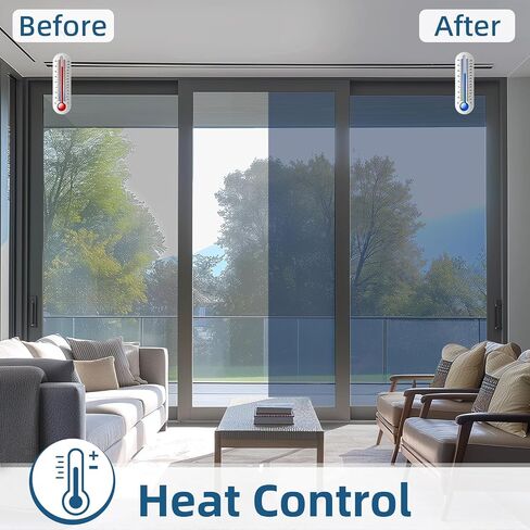 DUOFIRE One Way Window Film Privacy See Out Not in Heat Blocker Window Tint Reflective Mirror Window Tinting Film for Home Static Cling Anti-UV Sun Blocking Window Covering（Black-Silver, 17.4x78.7in） in Saudi Arabia