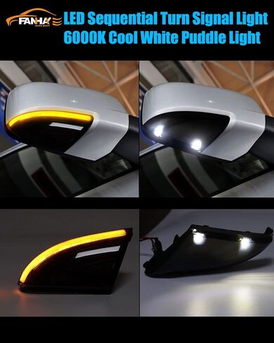 أضواء إشارة الانعطاف مرآة السيارات مع مجموعة ضوء البركة متوافقة مع 2010-2018 دودج رام 1500 2500، 2019-2021 رام 1500 أضواء مرآة جانبية كلاسيكية، LED متتابعة in Kuwait