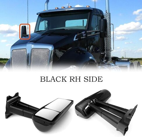 for Kenworth T680 T880 Door Mirror Assembly,Heated Defrost Motorized Rear View Mirror Assembly with Arm Replacement for Kenworth T880 T680 Driver Side/Left Side (Black) in Saudi Arabia