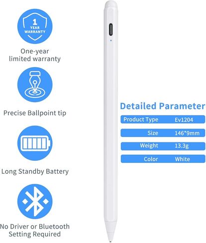 Stylus Pens for Samsung Galaxy Tab A9+/A8/A7 Pencil, Evach Capacitive High Sensitivity Digital Pencil with 1.5mm Ultra Fine Tip Stylus Pencil for Samsung Galaxy Tab A9+/A8/A7 Pen, White in Kuwait