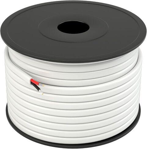 10 Gauge 50FT Marine Grade Wire Tinned Copper Duplex Spool Safety Boat Speaker Cable, 10/2 Stranded Color-Coded Insulated White PVC Flat Jacket Electrical Wires Cable for Marine, RED/Black in Saudi Arabia