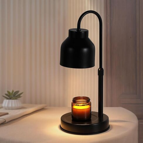 Candle Warmer Lamp with Timer,Dimmable Candle Wax Warmer for Bedroom,Home Decor Gifts,Compatible with Various Jar,Height Adjustable Electric Candle Light with 2 Bulbs,Blcak in Saudi Arabia