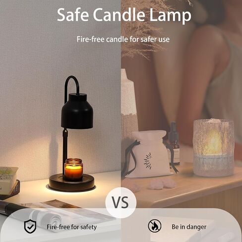 Candle Warmer Lamp with Timer,Dimmable Candle Wax Warmer for Bedroom,Home Decor Gifts,Compatible with Various Jar,Height Adjustable Electric Candle Light with 2 Bulbs,Blcak in Saudi Arabia