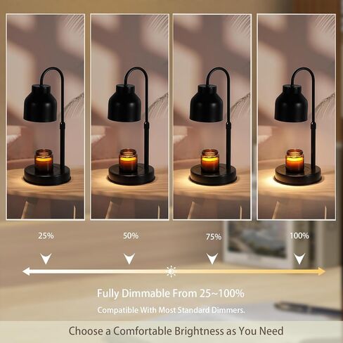 Candle Warmer Lamp with Timer,Dimmable Candle Wax Warmer for Bedroom,Home Decor Gifts,Compatible with Various Jar,Height Adjustable Electric Candle Light with 2 Bulbs,Blcak in Saudi Arabia