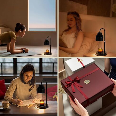 Candle Warmer Lamp with Timer,Dimmable Candle Wax Warmer for Bedroom,Home Decor Gifts,Compatible with Various Jar,Height Adjustable Electric Candle Light with 2 Bulbs,Blcak in Saudi Arabia