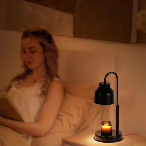 Candle Warmer Lamp with Timer,Dimmable Candle Wax Warmer for Bedroom,Home Decor Gifts,Compatible with Various Jar,Height Adjustable Electric Candle Light with 2 Bulbs,Blcak in Saudi Arabia