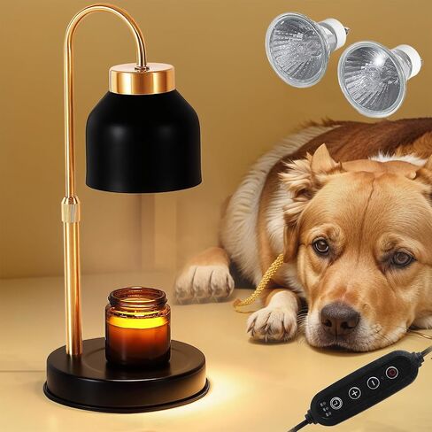 Candle Warmer Lamp with Timer,Dimmable Candle Wax Warmer for Bedroom,Home Decor Gifts,Compatible with Various Jar,Height Adjustable Electric Candle Light with 2 Bulbs,Blcak in Saudi Arabia