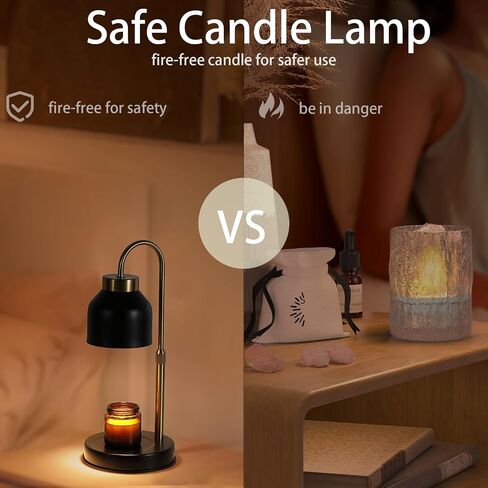 Candle Warmer Lamp with Timer,Dimmable Candle Wax Warmer for Bedroom,Home Decor Gifts,Compatible with Various Jar,Height Adjustable Electric Candle Light with 2 Bulbs,Blcak in Saudi Arabia