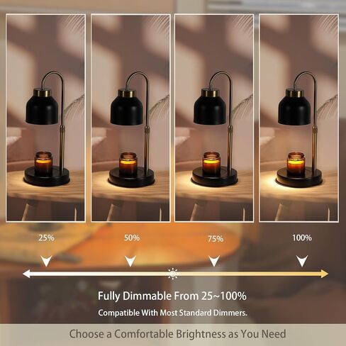 Candle Warmer Lamp with Timer,Dimmable Candle Wax Warmer for Bedroom,Home Decor Gifts,Compatible with Various Jar,Height Adjustable Electric Candle Light with 2 Bulbs,Blcak in Saudi Arabia