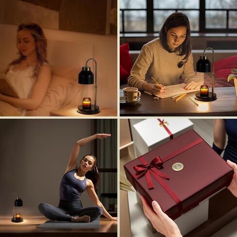 Candle Warmer Lamp with Timer,Dimmable Candle Wax Warmer for Bedroom,Home Decor Gifts,Compatible with Various Jar,Height Adjustable Electric Candle Light with 2 Bulbs,Blcak in Saudi Arabia