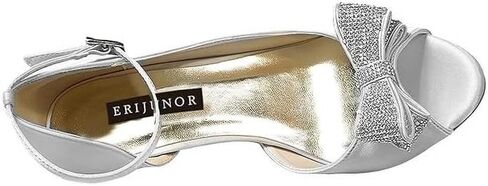 ERIJUNOR Women Comfortable Middle Heel Peep Toe Bows Rhinestones Satin Wedding Evening Party Shoes in Saudi Arabia