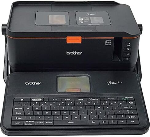 طابعة ملصقات سطح المكتب الصناعية المحمولة Brother P-Touch PTE800W، لوحة مفاتيح QWERTY كاملة، طباعة ملصقات 36 مم، 360 نقطة في البوصة، 3.1 بوصة، اتصال Wi-Fi in Saudi Arabia