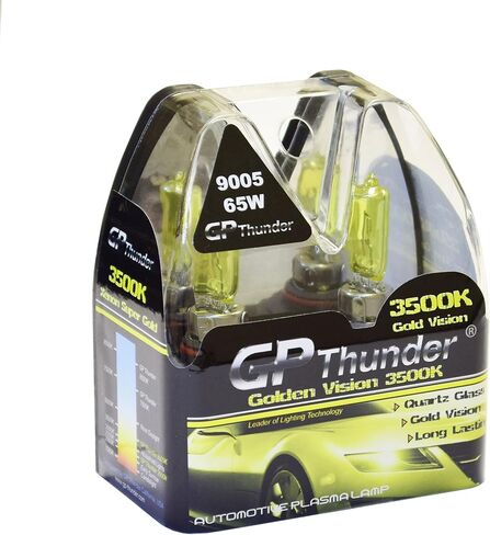 GP Thunder SGP35-9005 Gold 9005 (HB3) 12V 65W لمبة هالوجين زينون مع زجاج الكوارتز (3500K 2 لمبات) in Kuwait