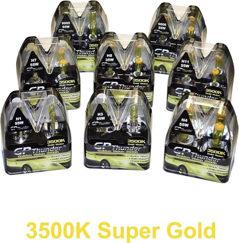 GP Thunder SGP35-9005 Gold 9005 (HB3) 12V 65W لمبة هالوجين زينون مع زجاج الكوارتز (3500K 2 لمبات) in Kuwait
