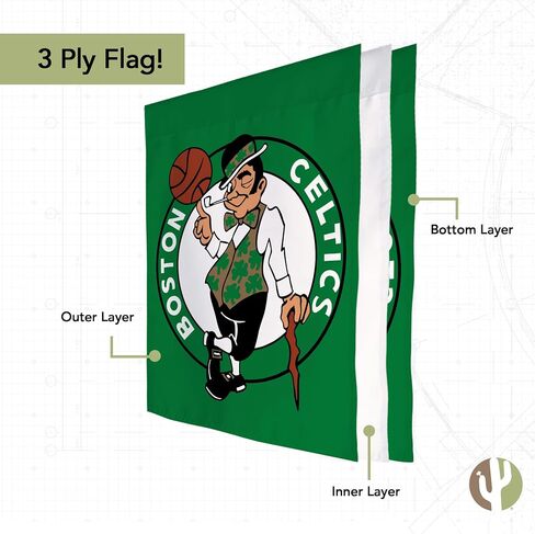 لافتة أعلام ديزرت كاكتوس بوسطن سلتكس NBA، علم الرابطة الوطنية لكرة السلة مزدوجة الجوانب، 3 طبقات، 100% بوليستر للاستخدام الداخلي والخارجي (علم المنزل A) in Saudi Arabia