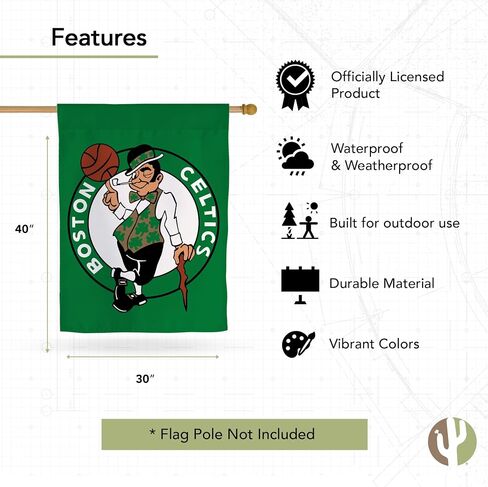 لافتة أعلام ديزرت كاكتوس بوسطن سلتكس NBA، علم الرابطة الوطنية لكرة السلة مزدوجة الجوانب، 3 طبقات، 100% بوليستر للاستخدام الداخلي والخارجي (علم المنزل A) in Saudi Arabia