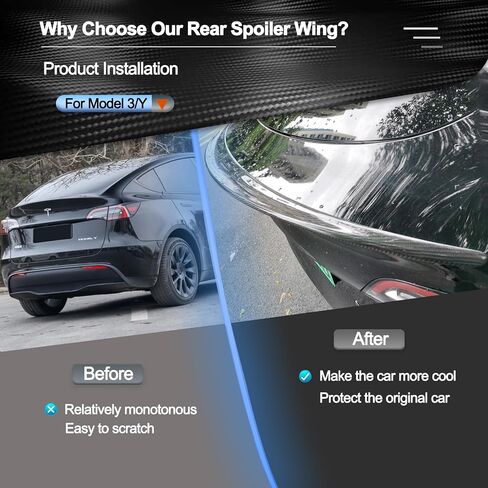 Real Carbon Fiber Spoiler for Tesla Model Y Gloss Spoiler Rear Trunk Lip Spoiler Wing, Ideal for Tesla Model Y Accessories 2023 2017- Model Y Spoiler (Gloss Carbon Fiber) in Saudi Arabia
