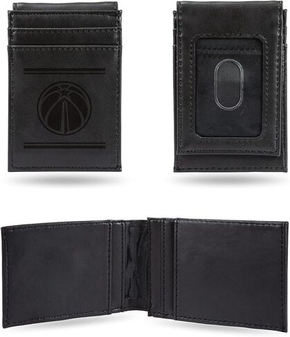 Rico Industries NBA Washington Wizards Premium Laser Engraved Vegan Black Leather Front Pocket Wallet - Compact and Slim yet Sturdy Design - Perfect to Show Your Team Pride or Gift in Saudi Arabia