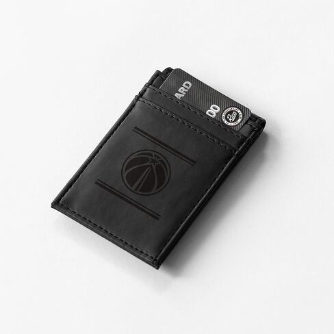 Rico Industries NBA Washington Wizards Premium Laser Engraved Vegan Black Leather Front Pocket Wallet - Compact and Slim yet Sturdy Design - Perfect to Show Your Team Pride or Gift in Saudi Arabia