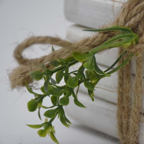 كتب خشبية مزخرفة - كتب مكدسة من الخشب المطلي باللون الأبيض مربوطة بخيوط وخضراء، ديكور مزرعة حديث للرف أو الرف، 5.9 بوصة عرض × 3.8 بوصة ارتفاع × 2.6 بوصة عمق in Kuwait