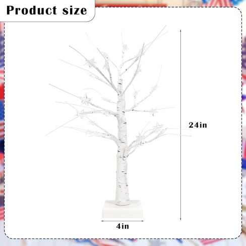 4th of July Decorations Patriotic Tree Red White and Blue Lights Lighted Tabletop Lit Tree for The Home Fourth of July Memorial Day Home Decor in Kuwait