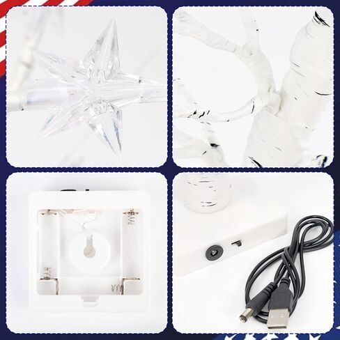 4th of July Decorations Patriotic Tree Red White and Blue Lights Lighted Tabletop Lit Tree for The Home Fourth of July Memorial Day Home Decor in Kuwait