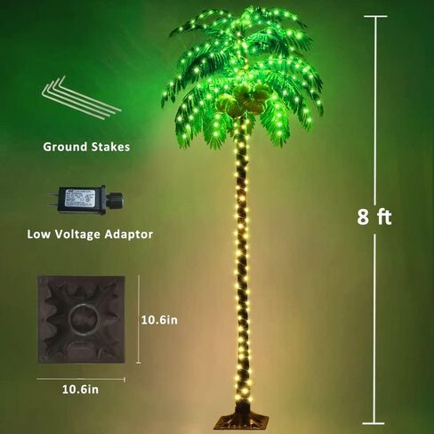 Lighted Palm Trees, 7FT 187 LED Artificial Palm Tree with 5 Coconuts, Light Up Tropical Palm Trees for Indoor, Outdoor, Garden, Patio, Christmas Party, Pool, Beach Decor in Saudi Arabia