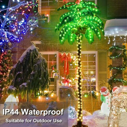 Lighted Palm Trees, 7FT 187 LED Artificial Palm Tree with 5 Coconuts, Light Up Tropical Palm Trees for Indoor, Outdoor, Garden, Patio, Christmas Party, Pool, Beach Decor in Saudi Arabia