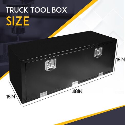 24 Inch Underbody Steel Truck Tool Box with T-Handle Latch Flatbed Underbody Tool Box Storage Box for Trailer Heavy Duty Truck Bed Storage Organizer Chest Black(18" x 18" x 24") in Saudi Arabia