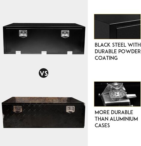 24 Inch Underbody Steel Truck Tool Box with T-Handle Latch Flatbed Underbody Tool Box Storage Box for Trailer Heavy Duty Truck Bed Storage Organizer Chest Black(18" x 18" x 24") in Saudi Arabia