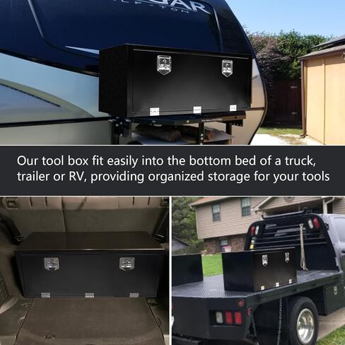 24 Inch Underbody Steel Truck Tool Box with T-Handle Latch Flatbed Underbody Tool Box Storage Box for Trailer Heavy Duty Truck Bed Storage Organizer Chest Black(18" x 18" x 24") in Saudi Arabia