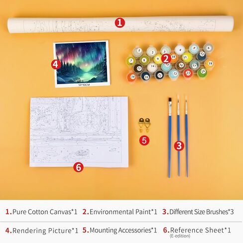 Northern Lights Paint by Numbers Green Oil Painting Paint by Numbers for Adults Beginner Aurora Borealis DIY Oil Painting Kit for Adults with Brushes and Acrylic Pigment Crafts Wall Decor 16x20inch in Saudi Arabia