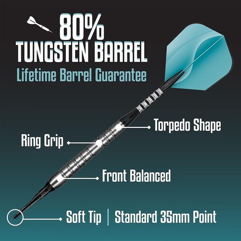 Shot Darts Soft Tip, Zen Jutsu (18g / 20g), 80% Tungsten Torpedo Shape, Front Balanced with Ring Grip Handcrafted Professional Dart Set and Flights Made in New Zealand Plastic Tip Bar Darts for Adults in Saudi Arabia