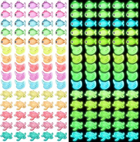 115 Pcs Luminous Mini Figurines Include 45 Pcs Luminous Mini Resin Manta Ray 30 Pcs Glow in The Dark Tiny Sea Turtle Bulk and 40 Pcs Glow in The Dark Fish Miniatures for DIY Garden Dollhouse in Saudi Arabia