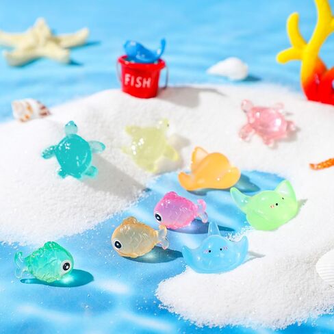 115 Pcs Luminous Mini Figurines Include 45 Pcs Luminous Mini Resin Manta Ray 30 Pcs Glow in The Dark Tiny Sea Turtle Bulk and 40 Pcs Glow in The Dark Fish Miniatures for DIY Garden Dollhouse in Saudi Arabia