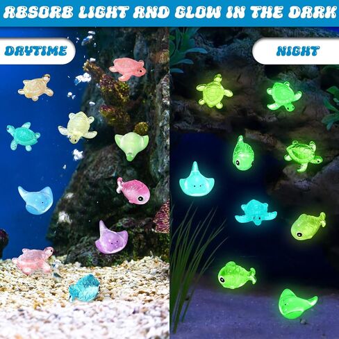 115 Pcs Luminous Mini Figurines Include 45 Pcs Luminous Mini Resin Manta Ray 30 Pcs Glow in The Dark Tiny Sea Turtle Bulk and 40 Pcs Glow in The Dark Fish Miniatures for DIY Garden Dollhouse in Saudi Arabia