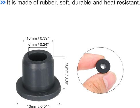 MECCANIXITY 10Pcs T Type Rubber Grommet Mount Dia 10mm (13x6x10mm) Seal Protection Flexible Hole Plugs for Cable Pipe Black in Saudi Arabia