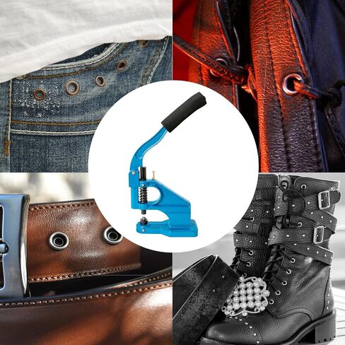 أداة جروميت للضغط اليدوي على البرشام باللون الأزرق، أداة جروميت بتقنية جديدة زرقاء 3 قوالب (#0#2#4) مجموعة أدوات جروميت شديدة التحمل للثقوب والمسامير تتضمن 1500 قطعة من الحلقات الفضية in Kuwait